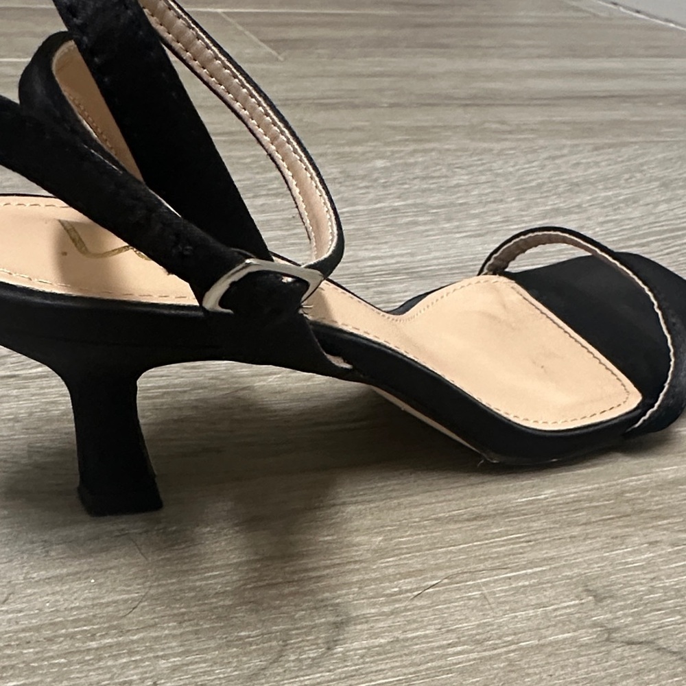 Lulu's Tuscano Black Satin Ankle Strap High Heel Sandals - Picture 9 of 9